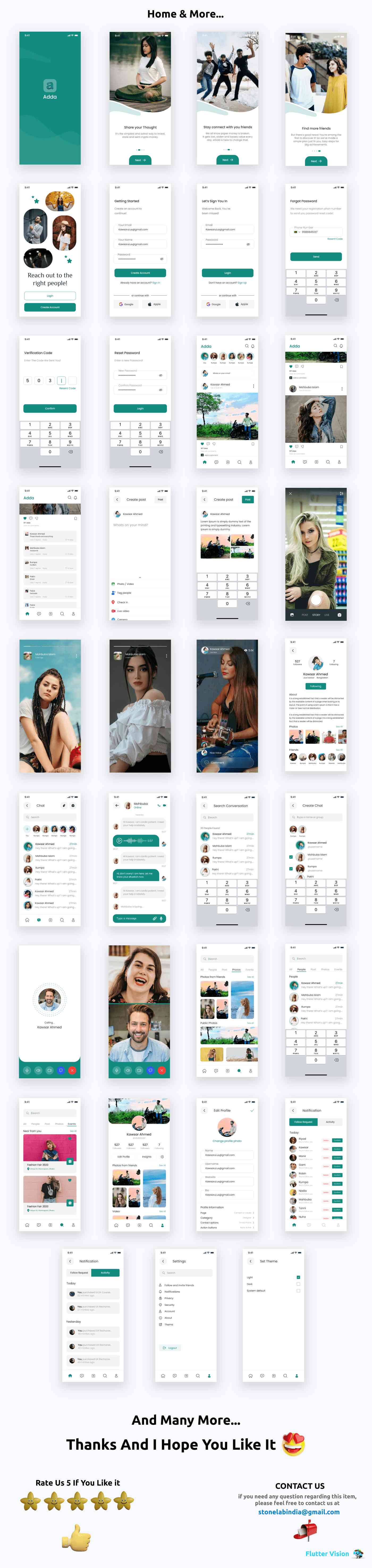 Adda ANDROID + IOS + FIGMA | UI Kit | ReactNative | Social Media App | Free Figma - 2