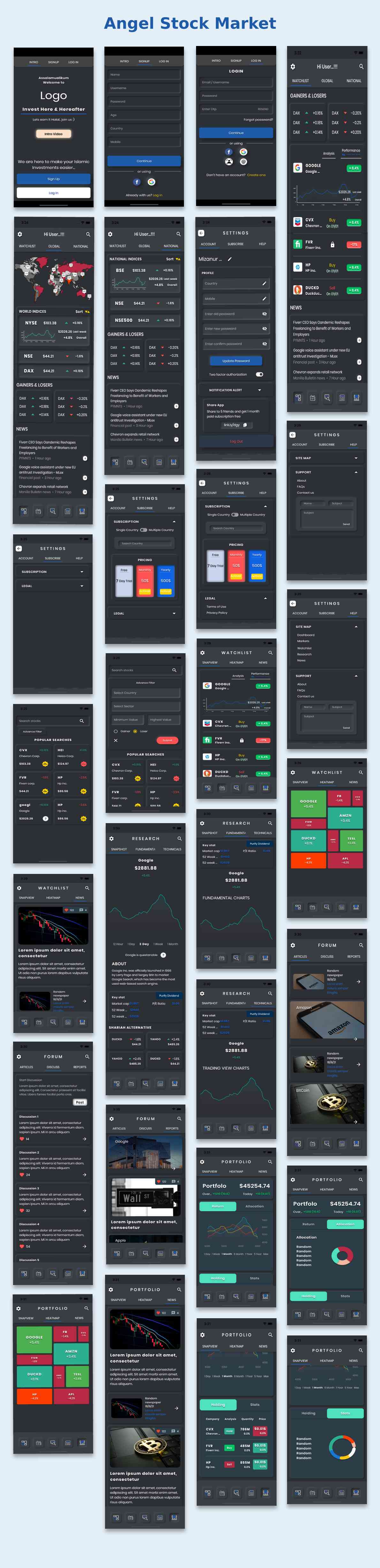 Angle Stock Market Android App Template + iOS App Template | Flutter | Stock Market UI - 3