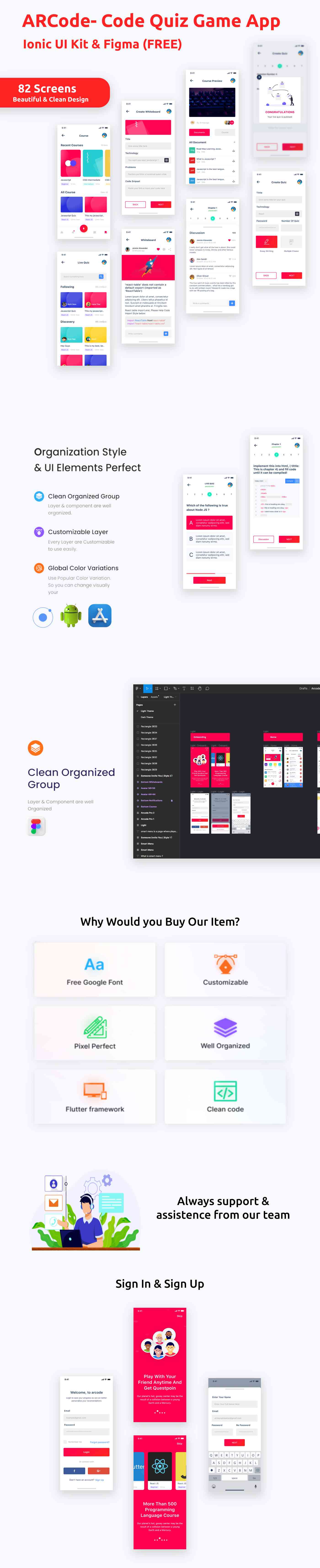 Arcode ANDROID + IOS + FIGMA | UI Kit | Ionic | Programing Language Course & Quiz App - 1