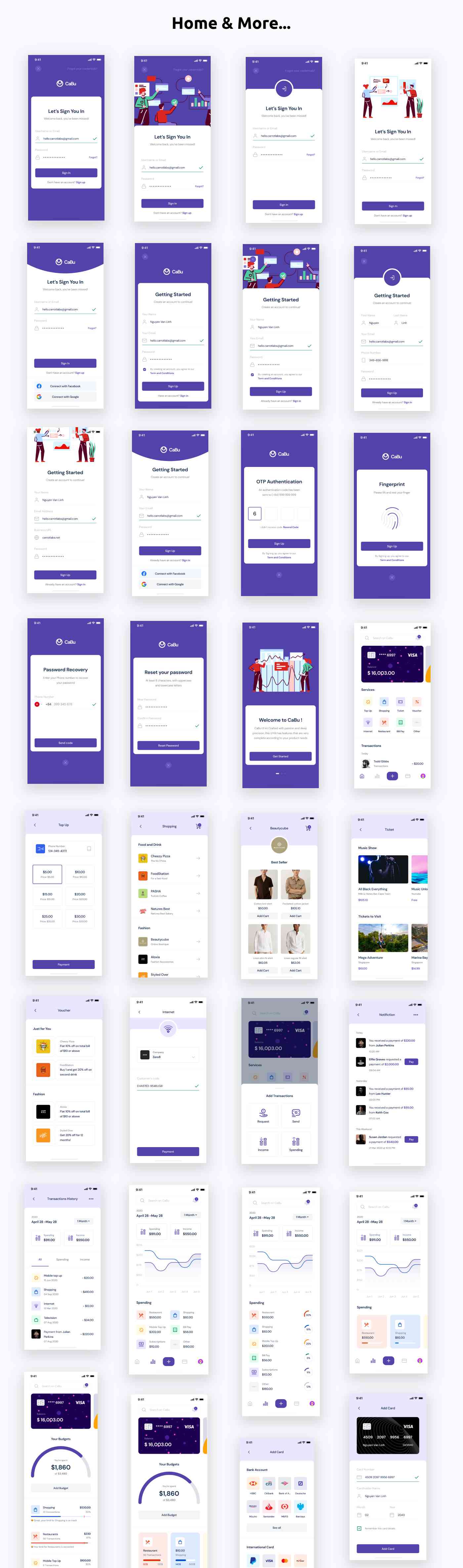 Multi-Purpose (3 Apps in 1) ANDROID + IOS + FIGMA + Sketch | UI Kit | CaBu | React Native - 2
