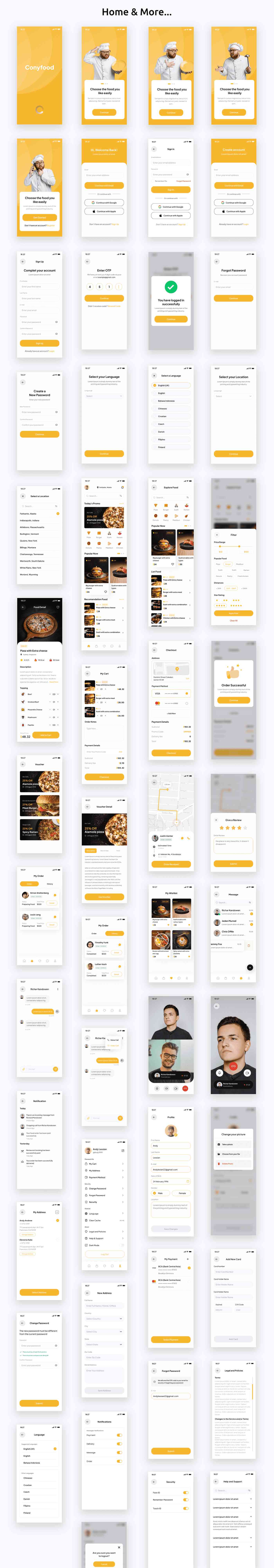 ConyFood ANDROID + IOS + FIGMA | UI Kit | Flutter | Food Delivery App | Free Figma, Blend Icons File - 3