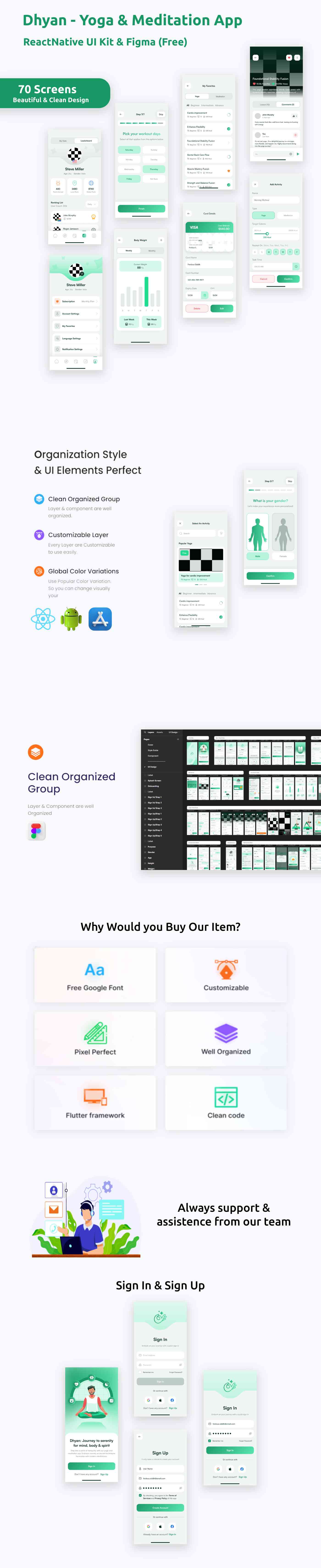 Yoga & Meditation App | UI Kit | ReactNative | Figma FREE | Life Time Update | Dhyan - 1