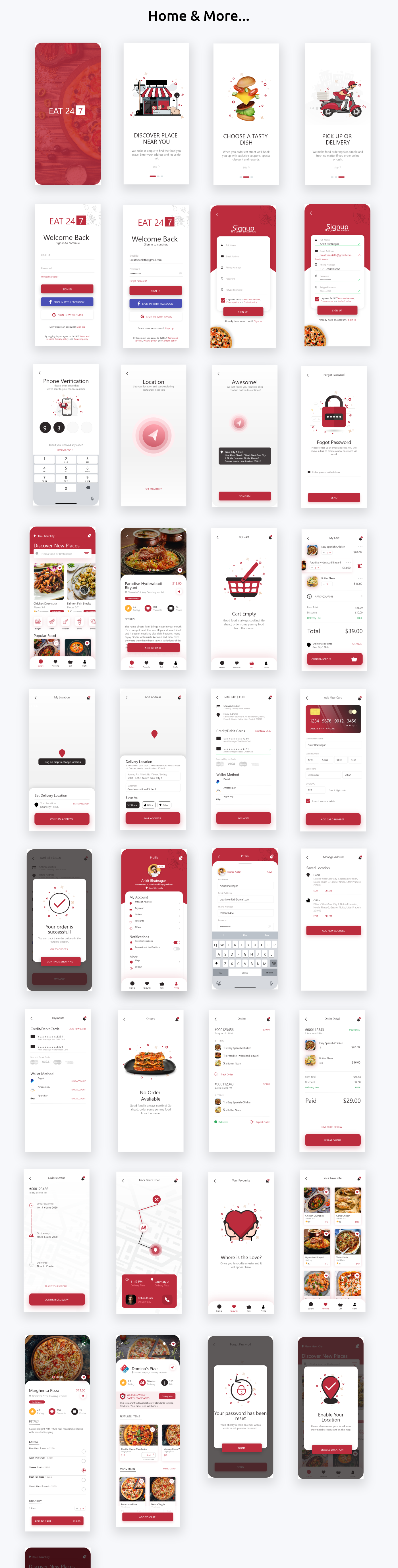 Eat 24/7 ANDROID + IOS + FIGMA | UI Kit | Flutter | Food Delivery App | Free Sketch File - 3