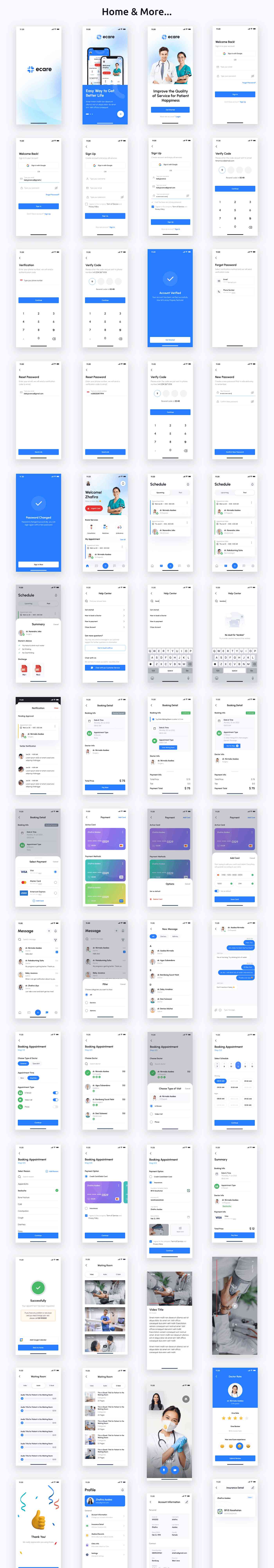 ECare ANDROID + IOS + FIGMA + SKETCH | UI Kit | ReactNative | Online Clinic App for Doctor & Patient - 2