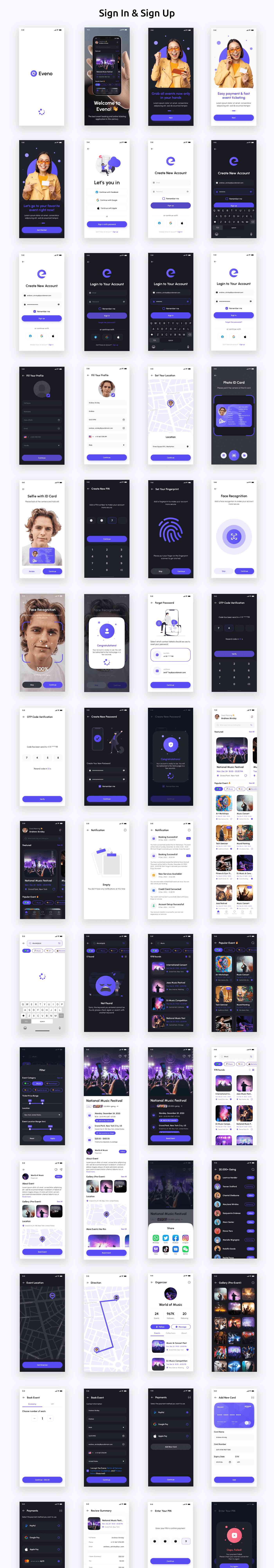 All Event Booking App | UI Kit | React Native | Figma FREE | Life Time Update | Eveno - 2