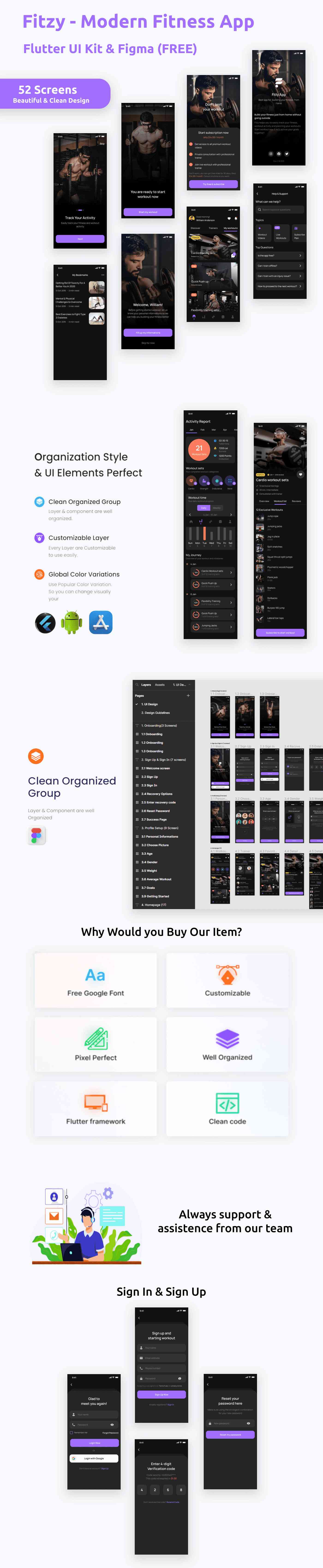 Modern Fitness App | Flutter Template | Figma FREE | Life Time Update | Fitzy - 1