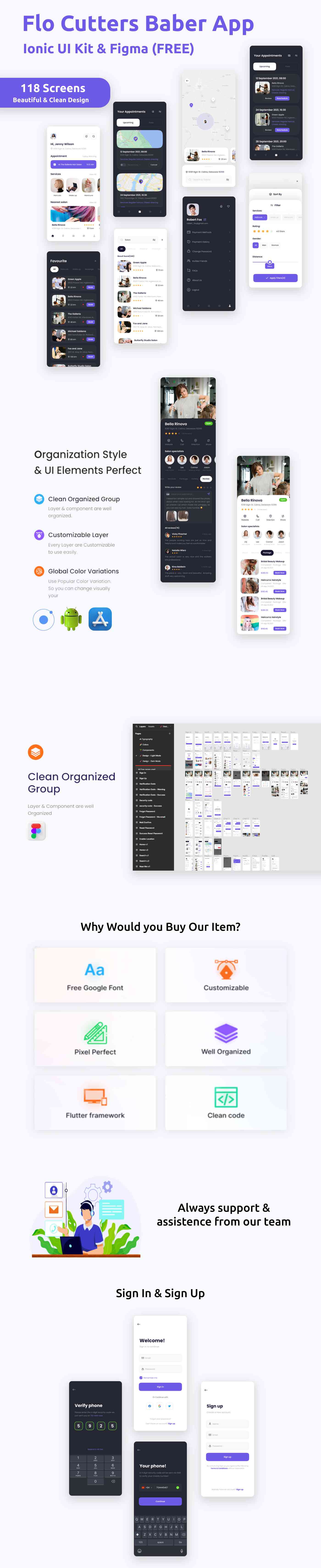 FloCutters ANDROID + IOS + FIGMA | UI Kit | Ionic | BeautySalons, Spa, Massage, Barber Booking - 1