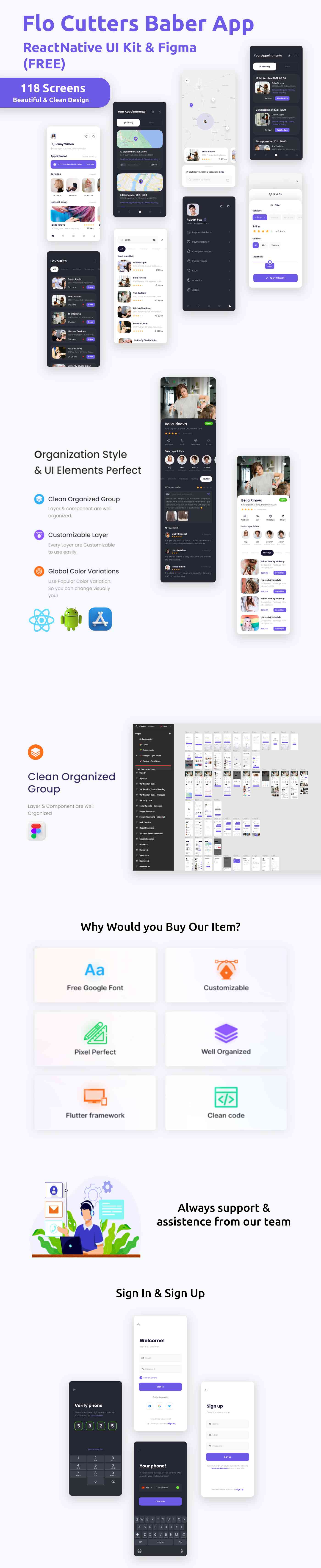 FloCutters ANDROID + IOS + FIGMA | UI Kit | ReactNative | BeautySalons, Spa, Massage, Barber Booking - 1