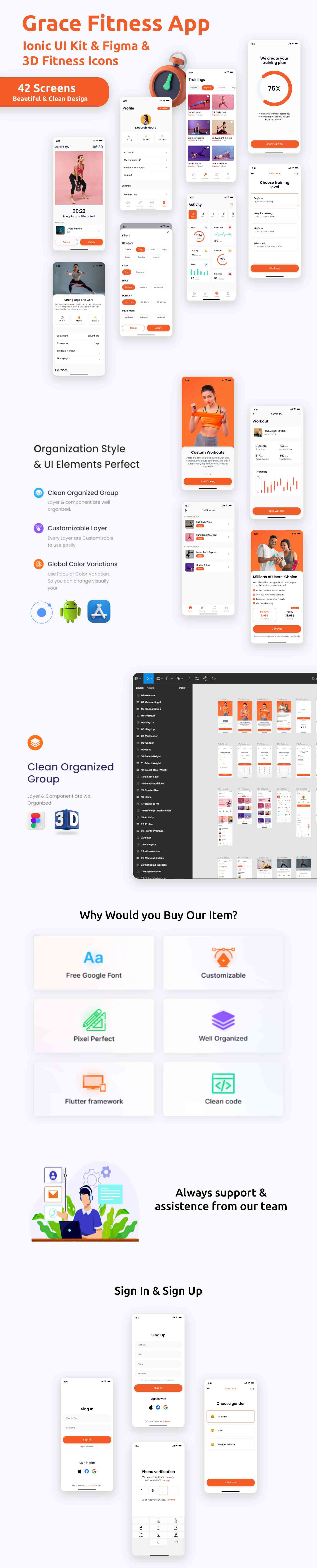Grace App ANDROID + IOS + FIGMA + 3D Icons | UI Kit | Ionic | Fitness & WorkOut - 1