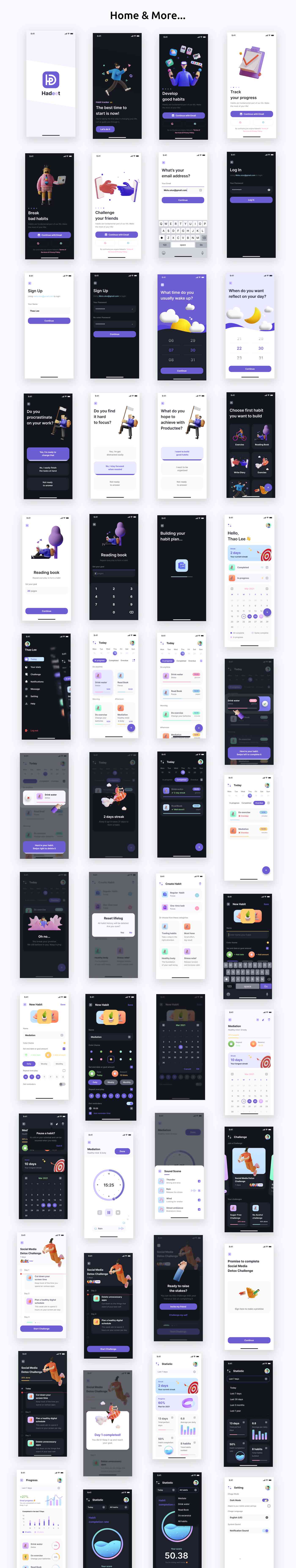 Habit Tracker App ANDROID + IOS + FIGMA + Sketch | UI Kit | Ionic | HaDeet - 2