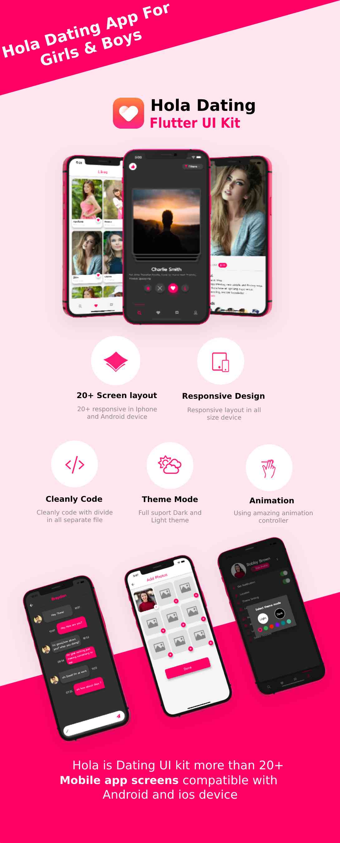 Hola Dating Android App Template + iOS App Template | Flutter | Boys-Girls Dating App - 2