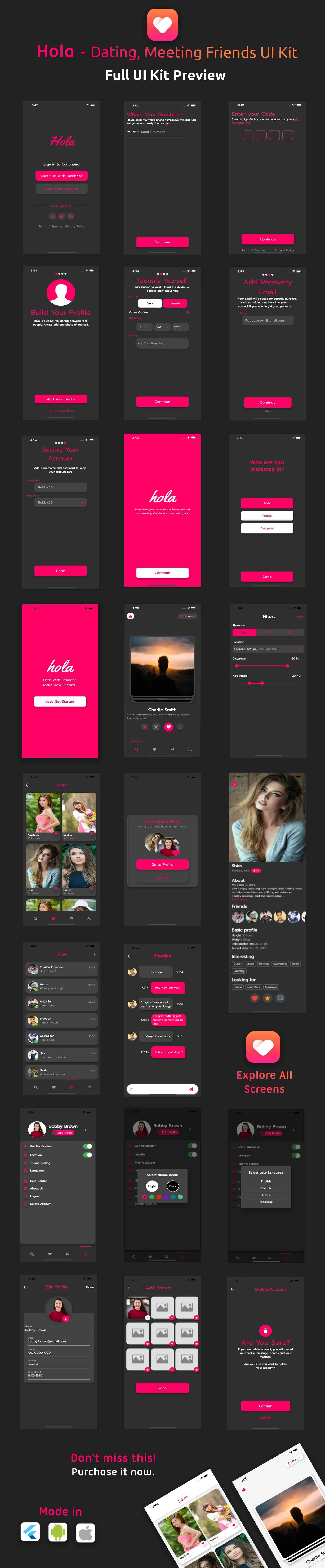 Hola Dating Android App Template + iOS App Template | Flutter | Boys-Girls Dating App - 4