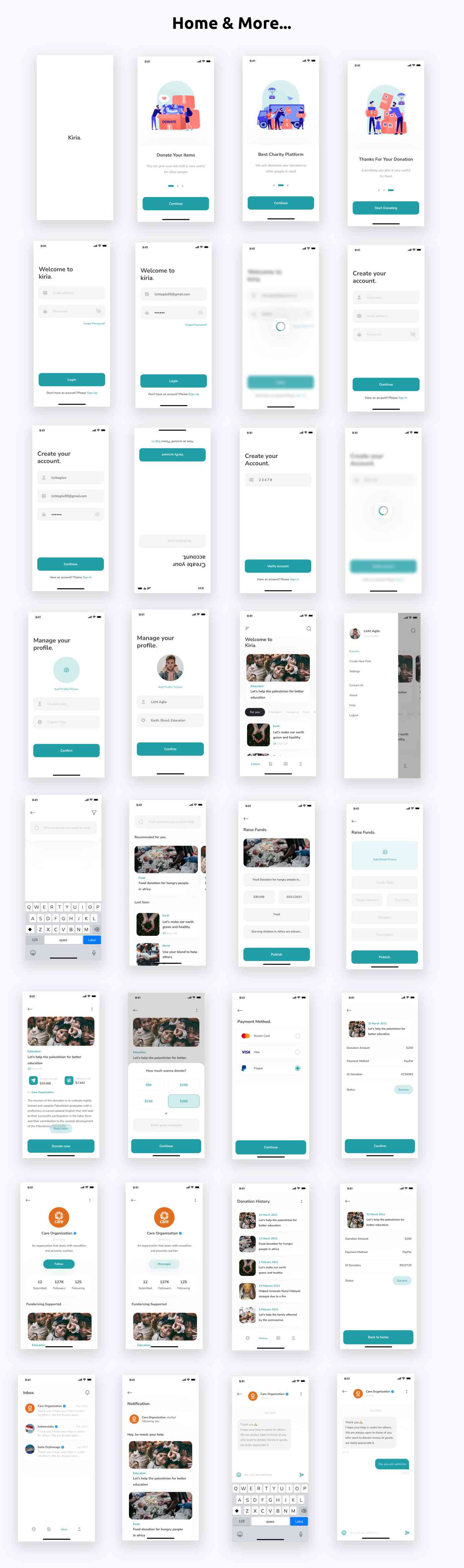 Donation for charity App ANDROID + IOS + FIGMA + XD | UI Kit | Flutter | Kiria - 2