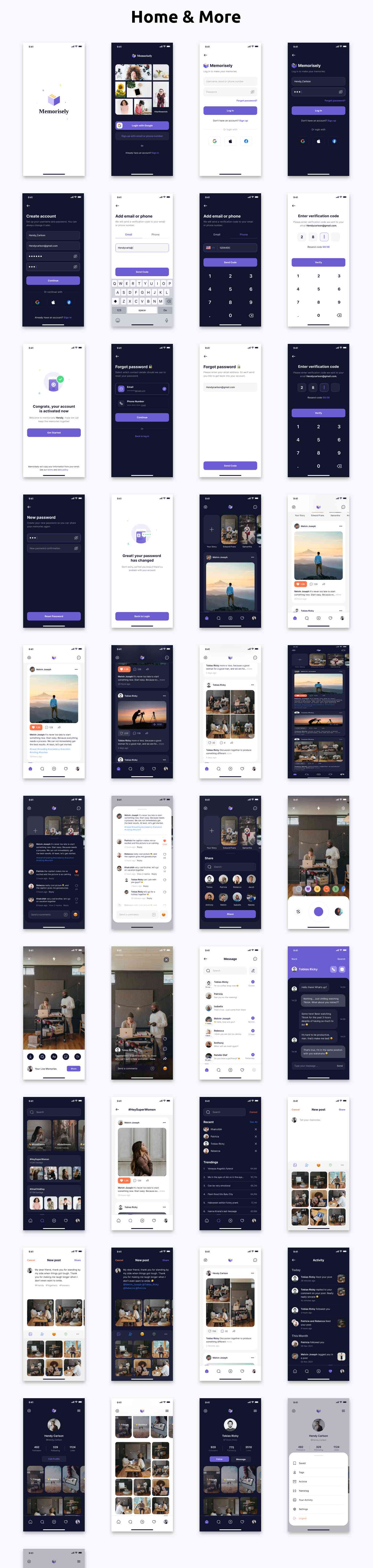 Social Network App ANDROID + IOS + FIGMA | UI Kit | Flutter | Life Time Update | Memorisely - 3