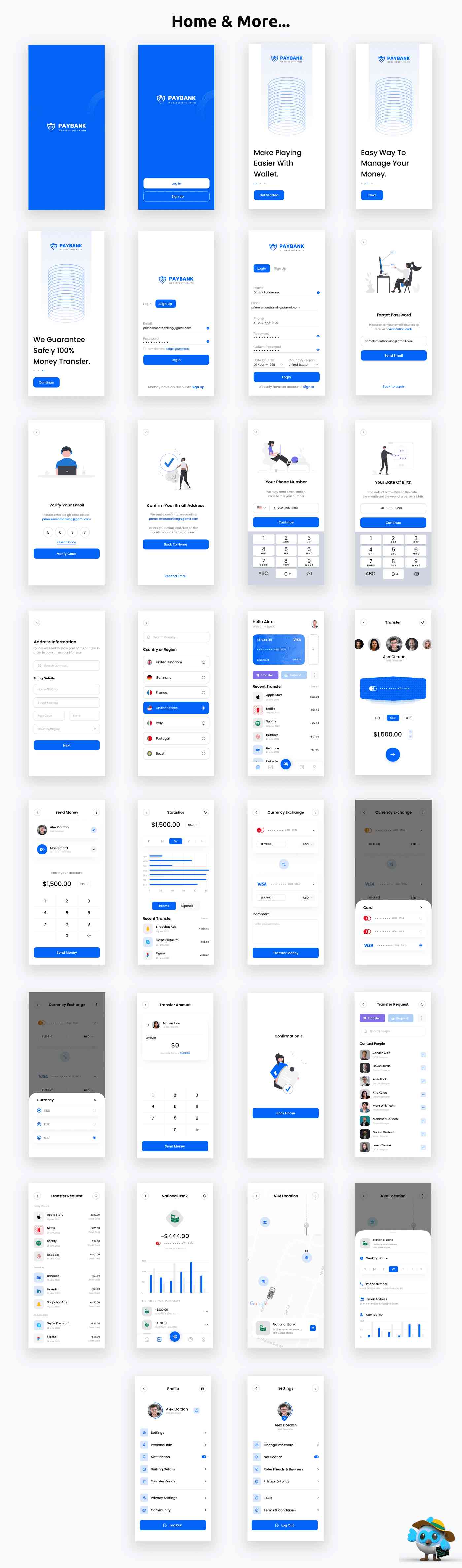 Mobile Banking App | UI Kit | ReactNative | Figma + Sketch + XD FREE | PayBank - 2