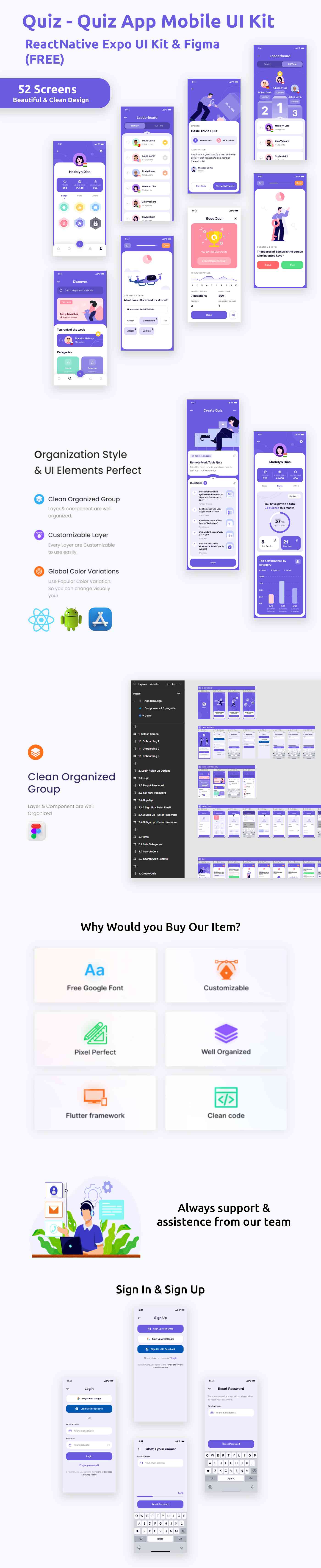 Quiz | ANDROID + IOS + FIGMA (FREE) | UI Kit | ReactNative Expo | Online  Quiz Game - 2