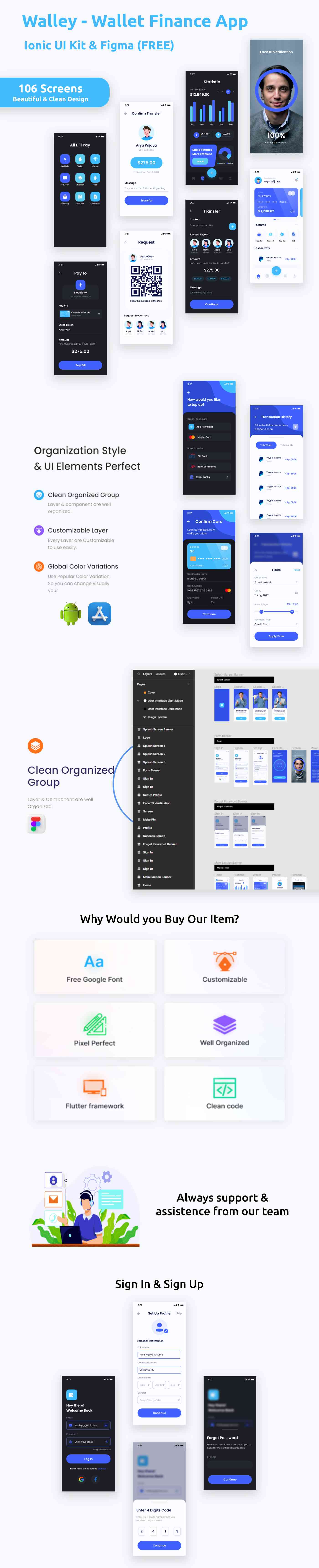 Wallet Finance App | UI Kit | Ionic | Figma FREE | Walley - 1